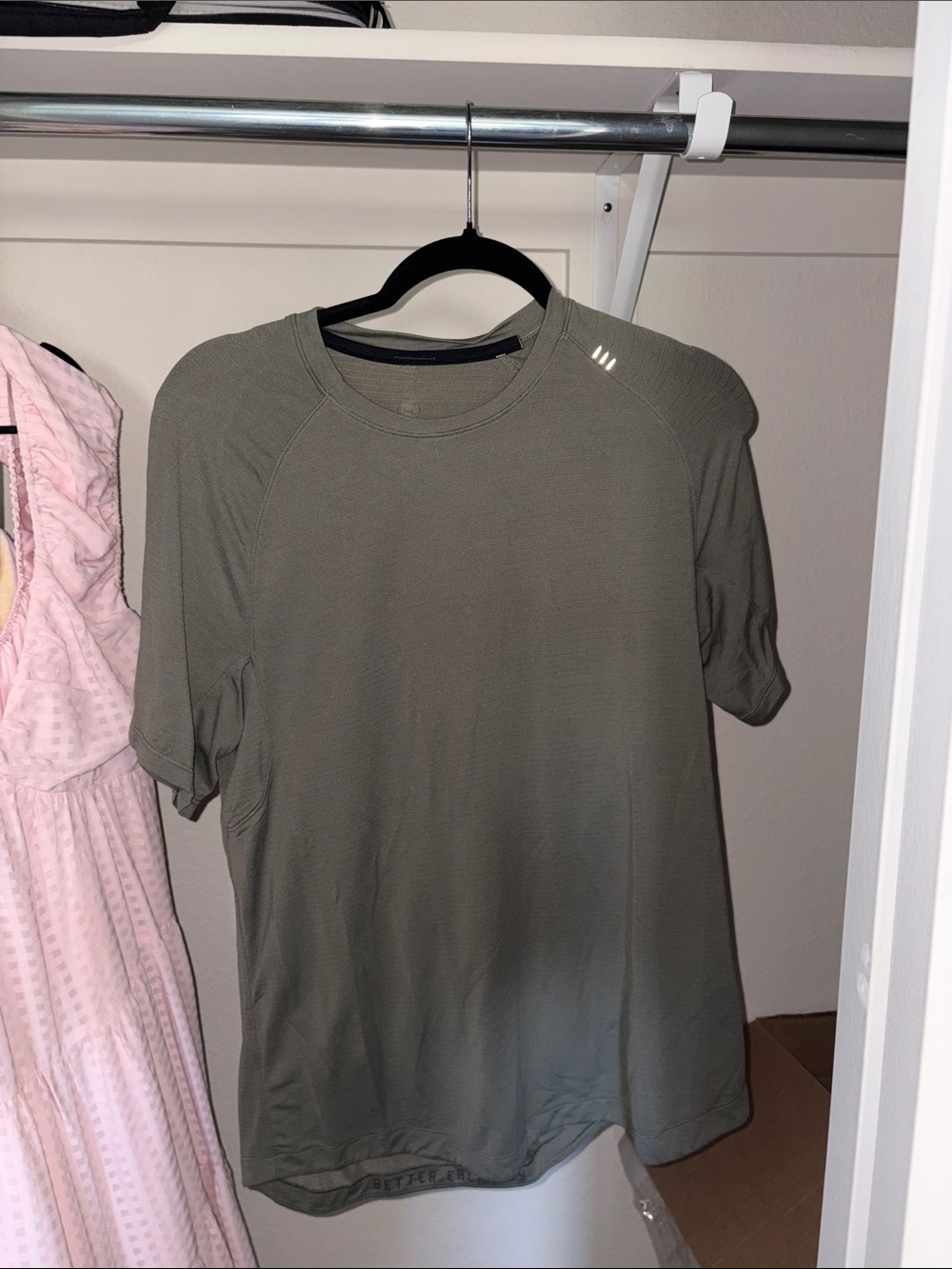 Lululemon Men's Olive Green Performance Crew Neck Shirt